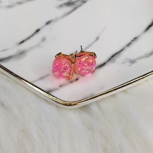 Pink iridescent Confetti Glitter Stud Earrings